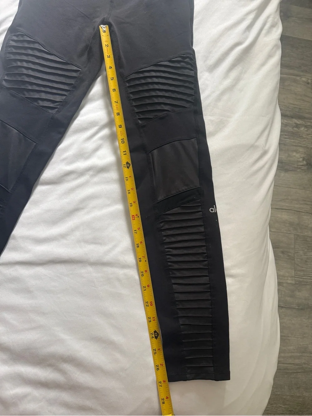 ALO Yoga Black Moto Ribbed-Panel Leggings